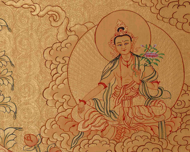 Gold Style Lokeshvara Thangka | 1000 Armed Chenresig Avalokiteshvara Painting