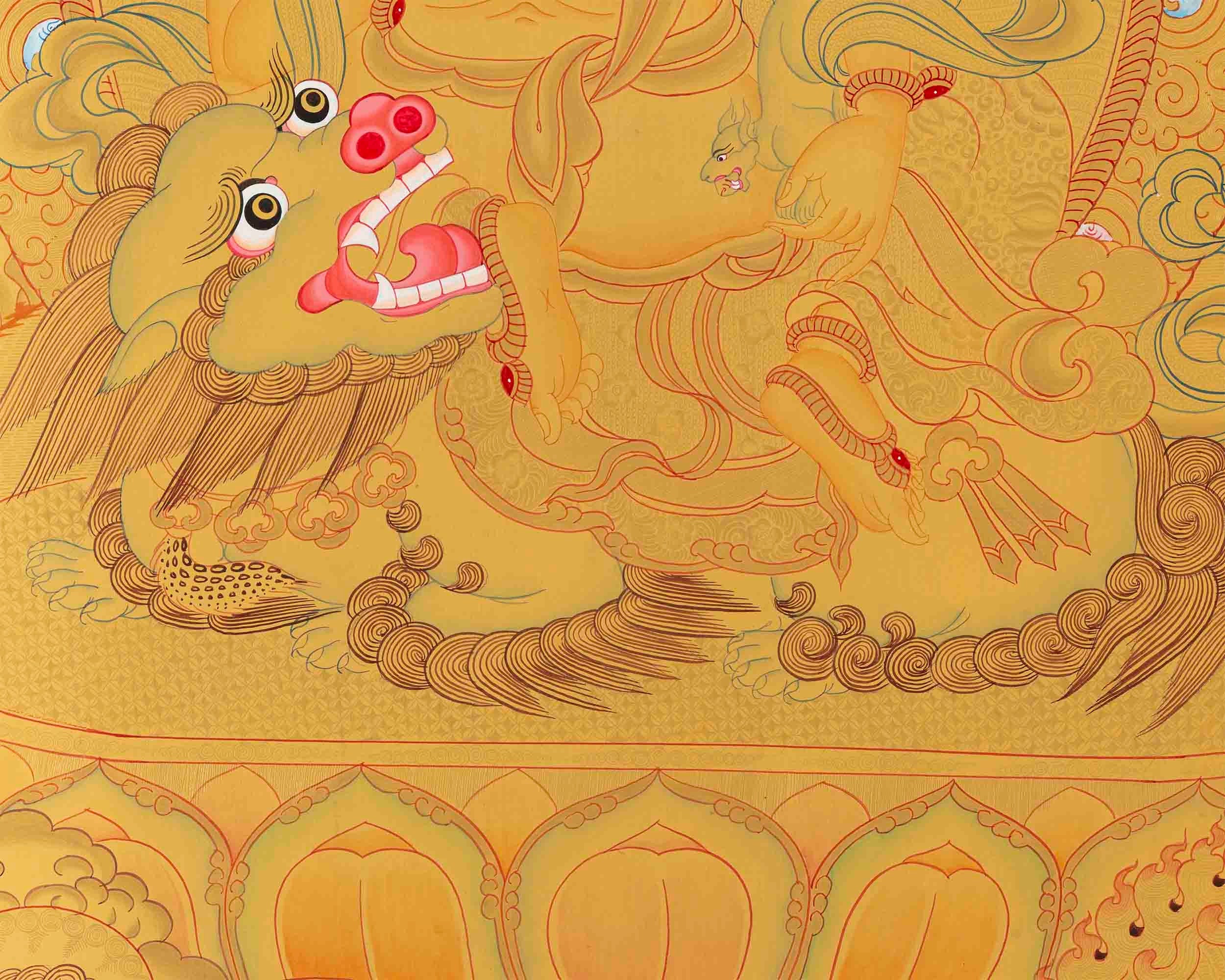 Genuine Hand-Painted Gold Style Namtose | Vaishravana Thangka Painting |