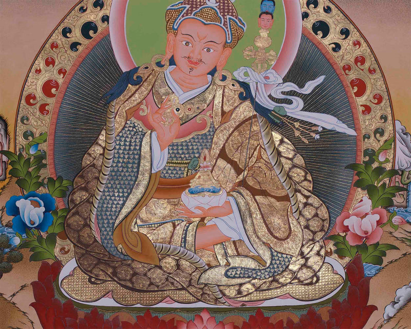 Original Hand-Painted Guru Rinpoche Thangka | Tibetan Wall Decoration