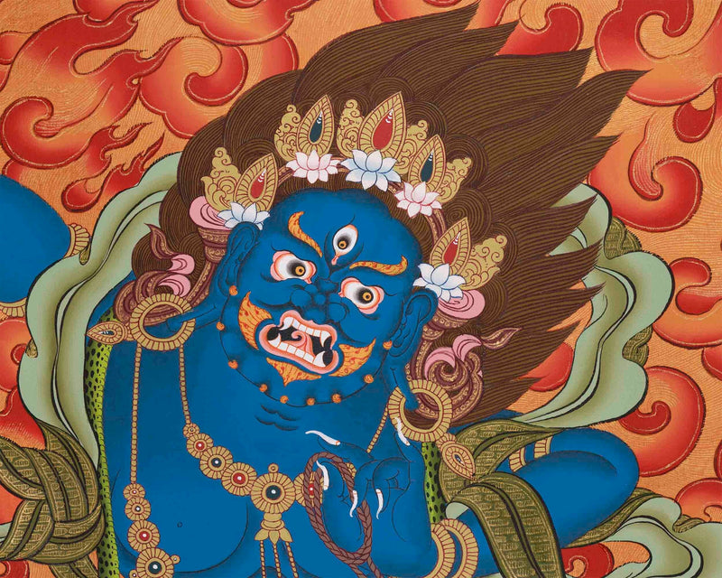 Vajrapani Thangka | Thunderbolt Holder | Wrathful Protector |Powerful Bodhisattva of Spiritual Strength |