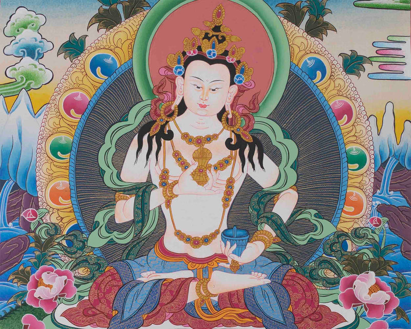 Traditional Vajrasattva Thangka | Dorje Sempa Thangka