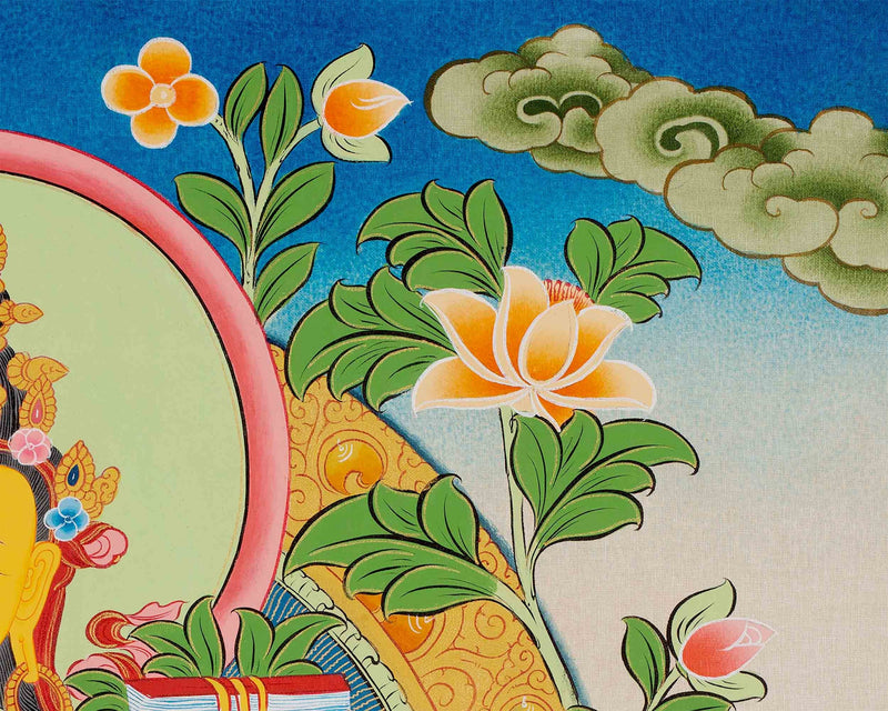 Manjushri Thangka Painting | Traditional Himalayan Wisdom Buddha Art