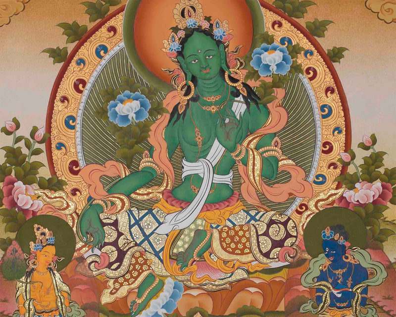 Original Hand-Painted Green Tara Painting | Tara Thangka