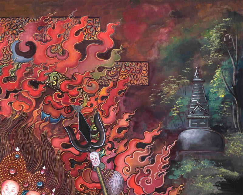 6 Armed Mahakala Thangka | Dharma Protector | Wrathful Deity