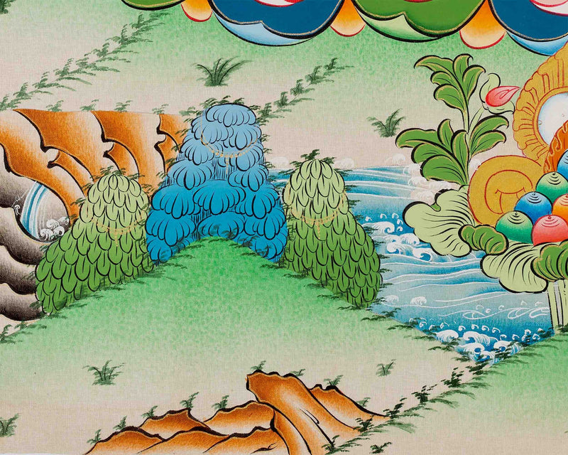 Manjushri Thangka Painting | Traditional Himalayan Wisdom Buddha Art