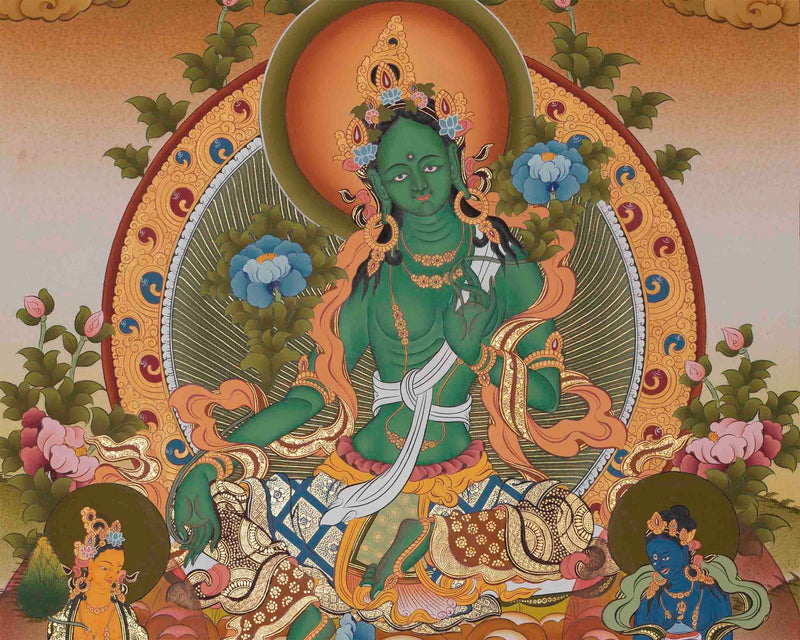 Original Hand-Painted Green Tara Painting | Tara Thangka