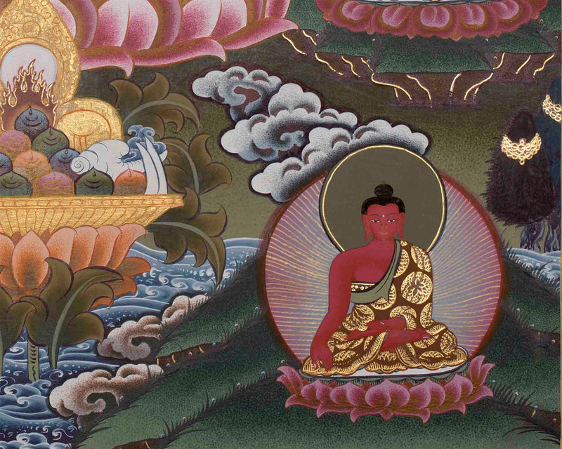 Medicine Buddha Feature With Seven Buddhas | Bhaisajyaguru Thangka