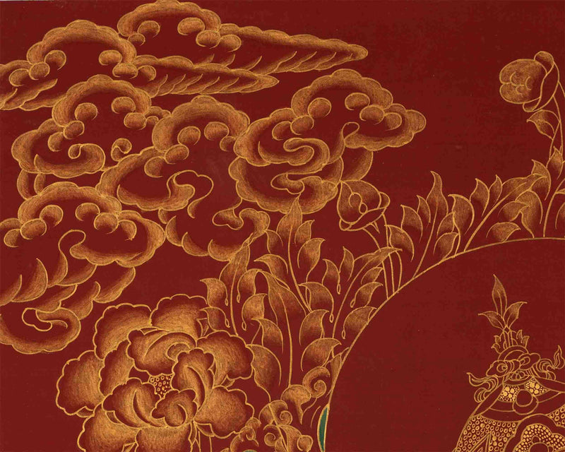 Guru Rinpoche Thangka | Red Background | Guru Padmasambhava