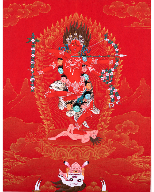 Kurukulla Thangka, Dakini Original Painting, Himalayan Tibetan Buddhist art