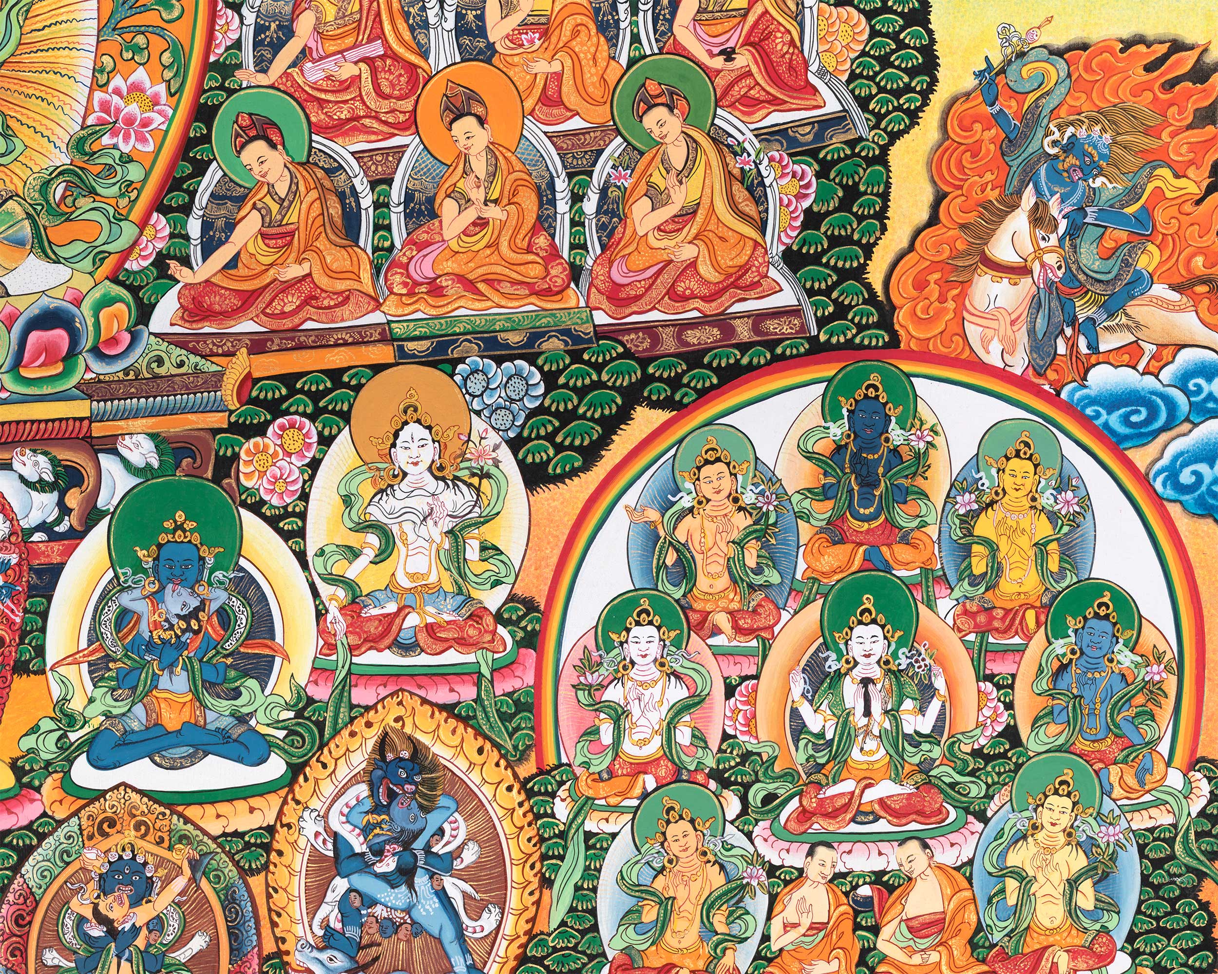 Vajradhara Lineage Print | High Quality Thangka Print | Himalayan Traditional Arts