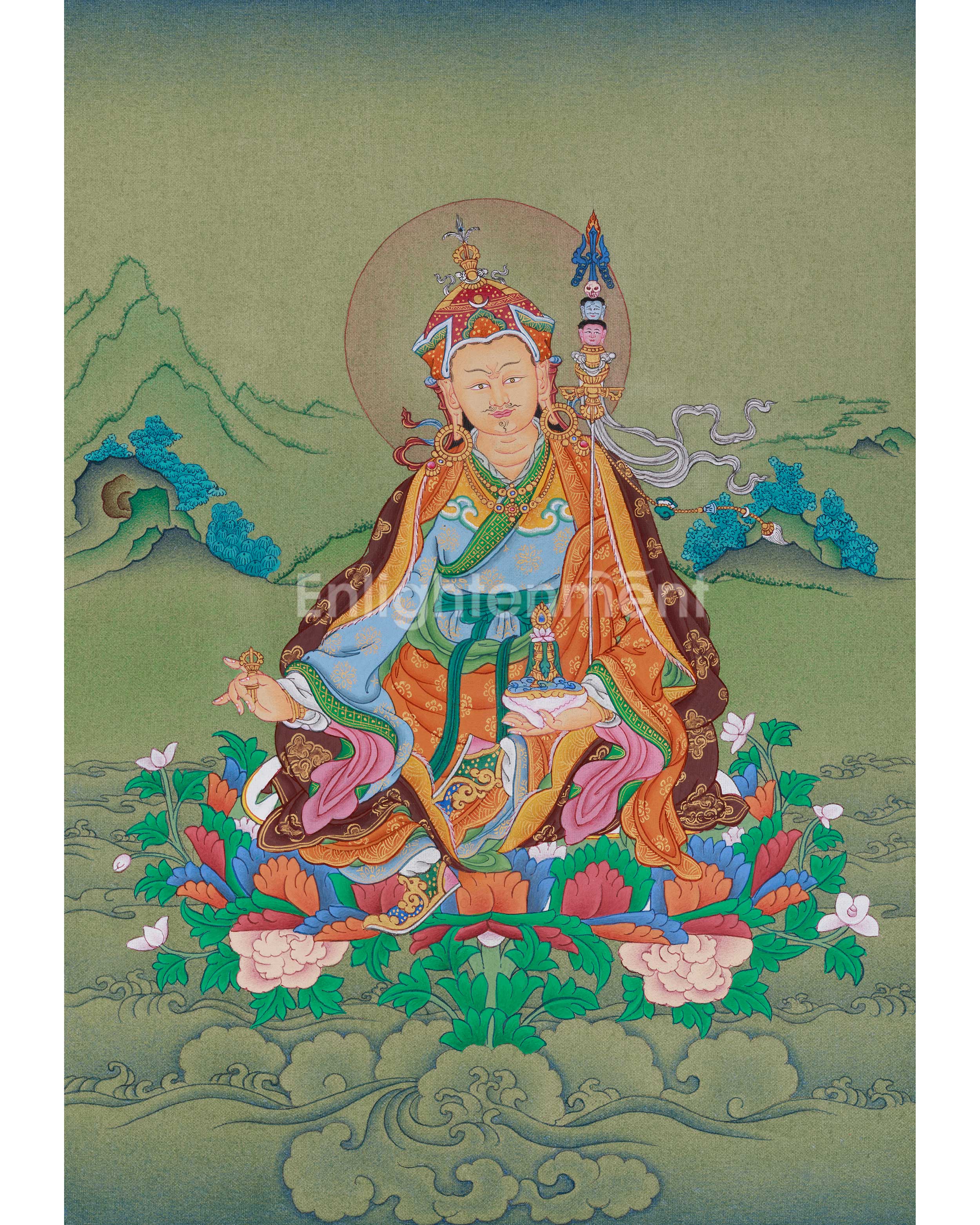 Lotus-Vajra Guru Rinpoche Thangka | Padmasambhava Master Artwork