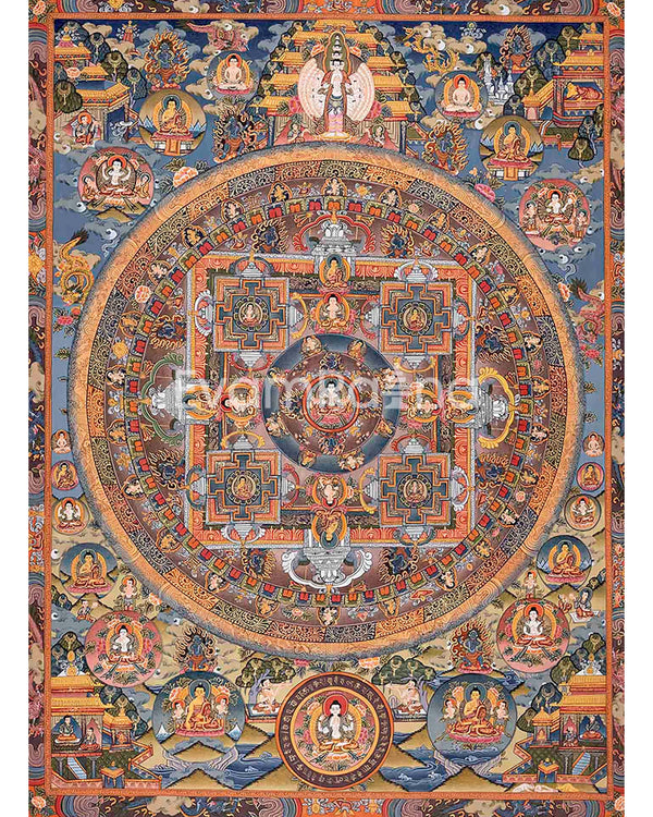 Vintage Buddha Mandala Thangka in Fine Quality |  Rare Genuine Hand Painted  Tibetan thangka |