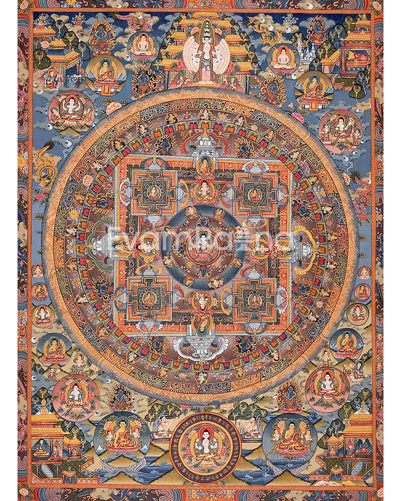 Vintage Buddha Mandala Thangka in Fine Quality |  Rare Genuine Hand Painted  Tibetan thangka |