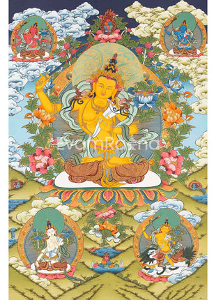 Manjushri Thangka Painting | Original Hand-Painted Bodhisattva Of Wisdom |