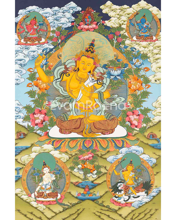 Manjushri Thangka Painting | Original Hand-Painted Bodhisattva Of Wisdom |