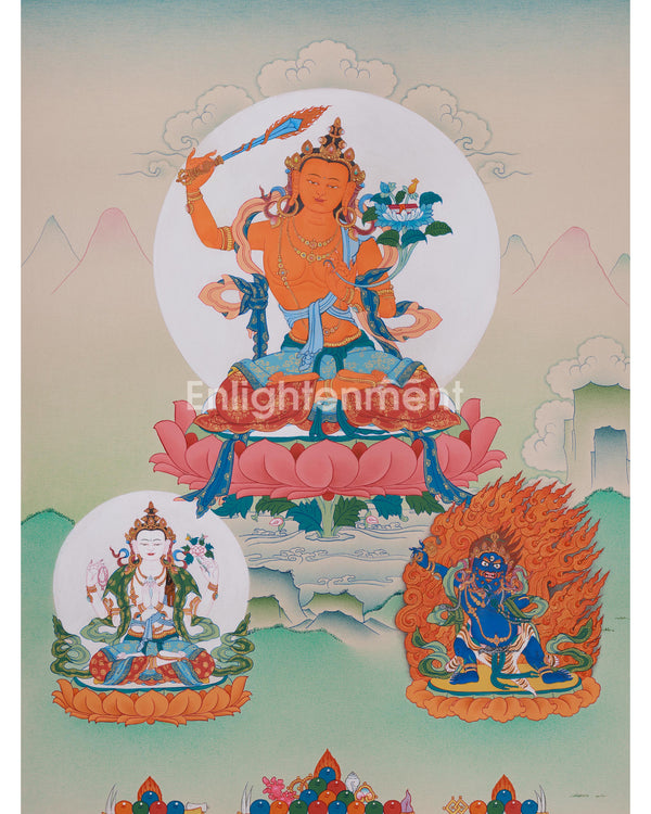 manjushri-with-chenrezig-and-vajrapani