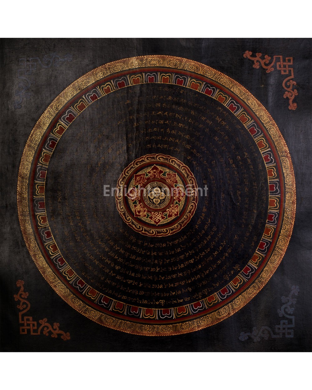 Oil Varnished Double Vajra Mantra Mandala | Tibetan Artwork of Divine