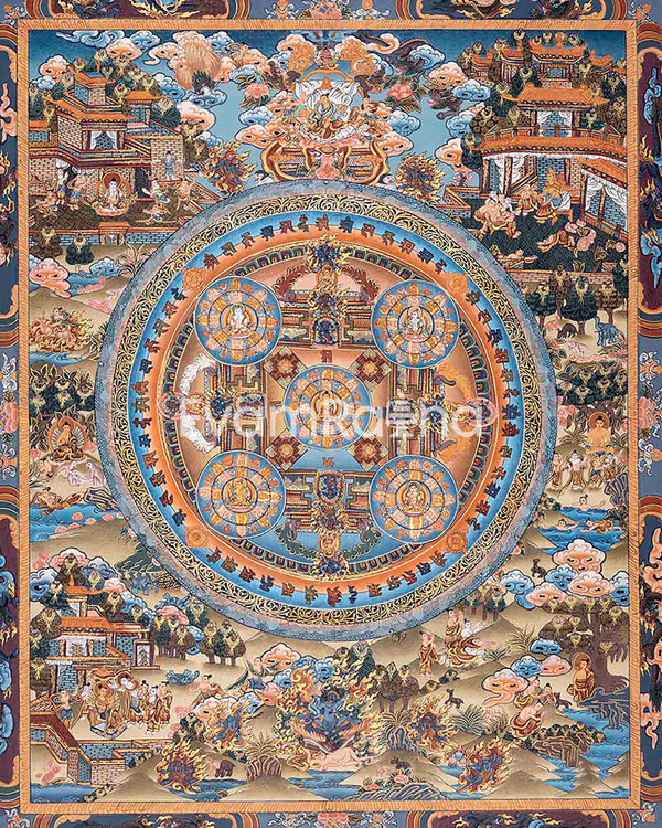 Shakyamuni Buddha Mandala Thangka | Original Hand Painted Tibetan Buddhist Meditation & Yoga Art |