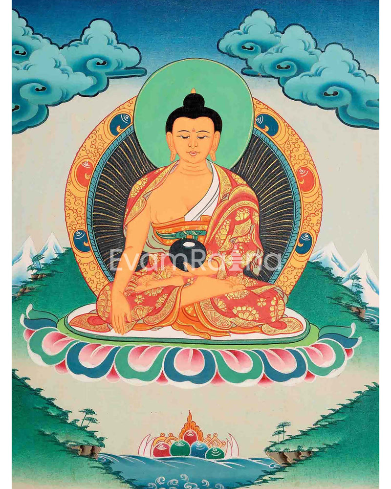 Shakyamuni Buddha Thangka | Wall Decoration Painting | Art Painting for Meditation and Good Luck to house |