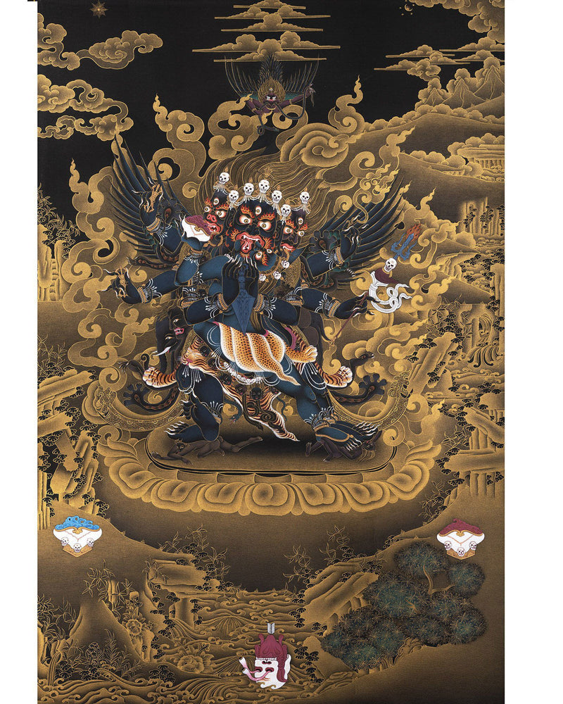 Vajrakilaya Thangka | Vajra kila | Traditional Tibetan Thanka | 24K Gold Painting