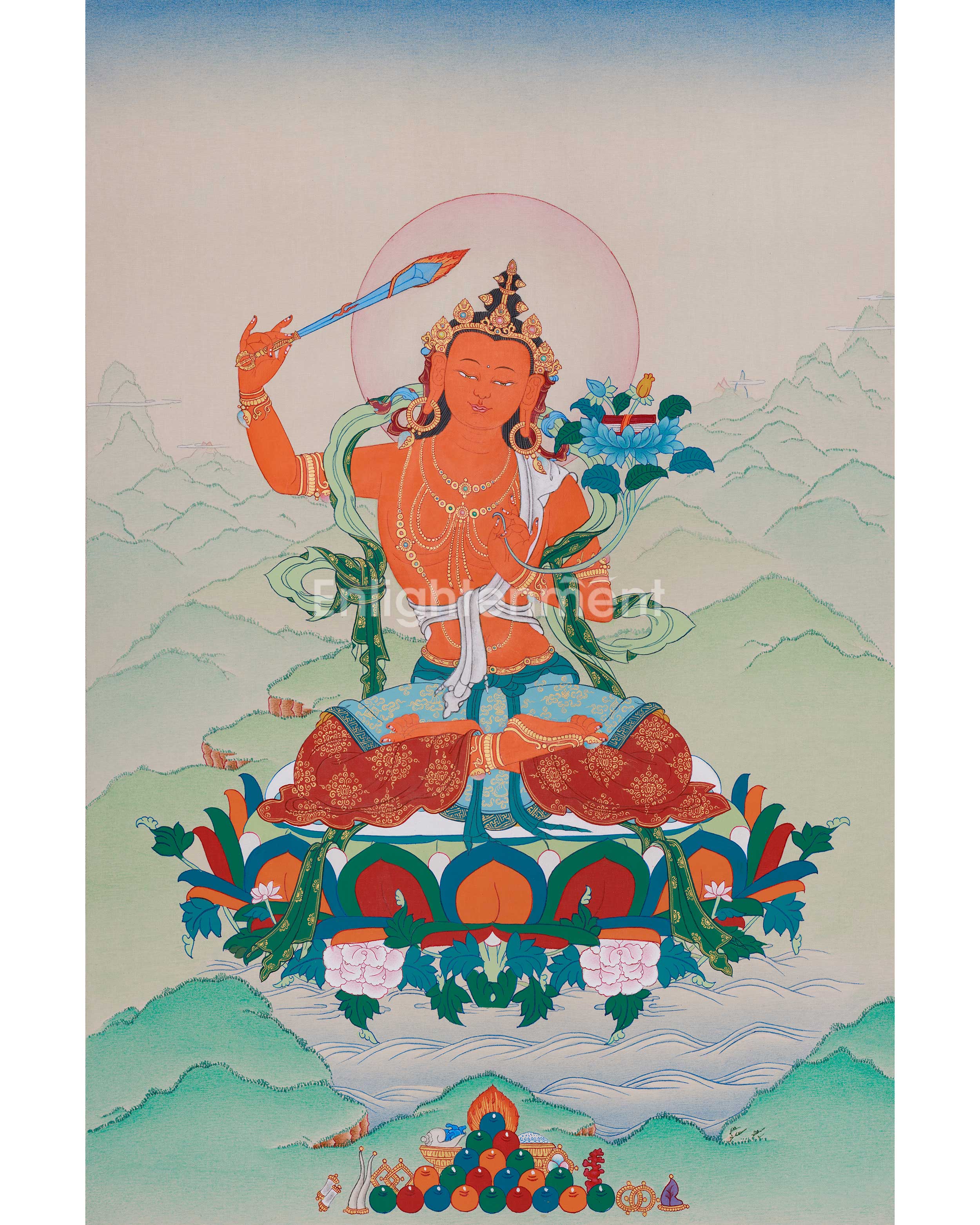 thangka-of-manjushri-wisdom-buddha