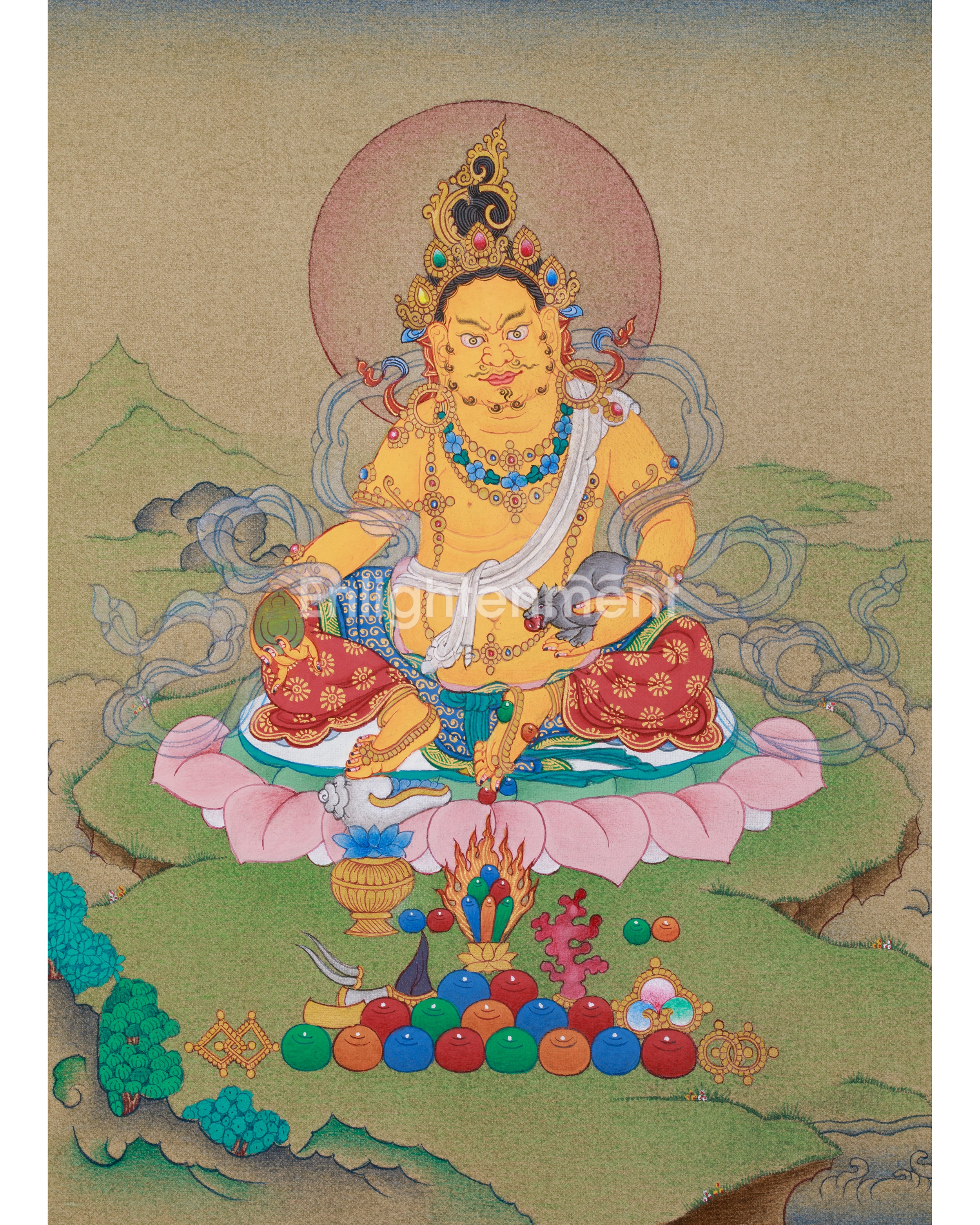 Traditional Dzambhala Thangka 
