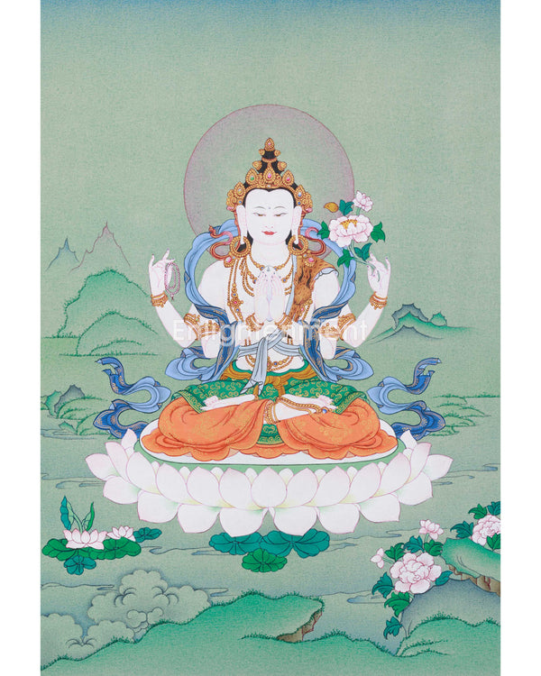 traditional-four-armed-chenrezig-thangka