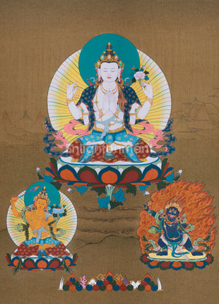 traditional thangka of chenrezig 