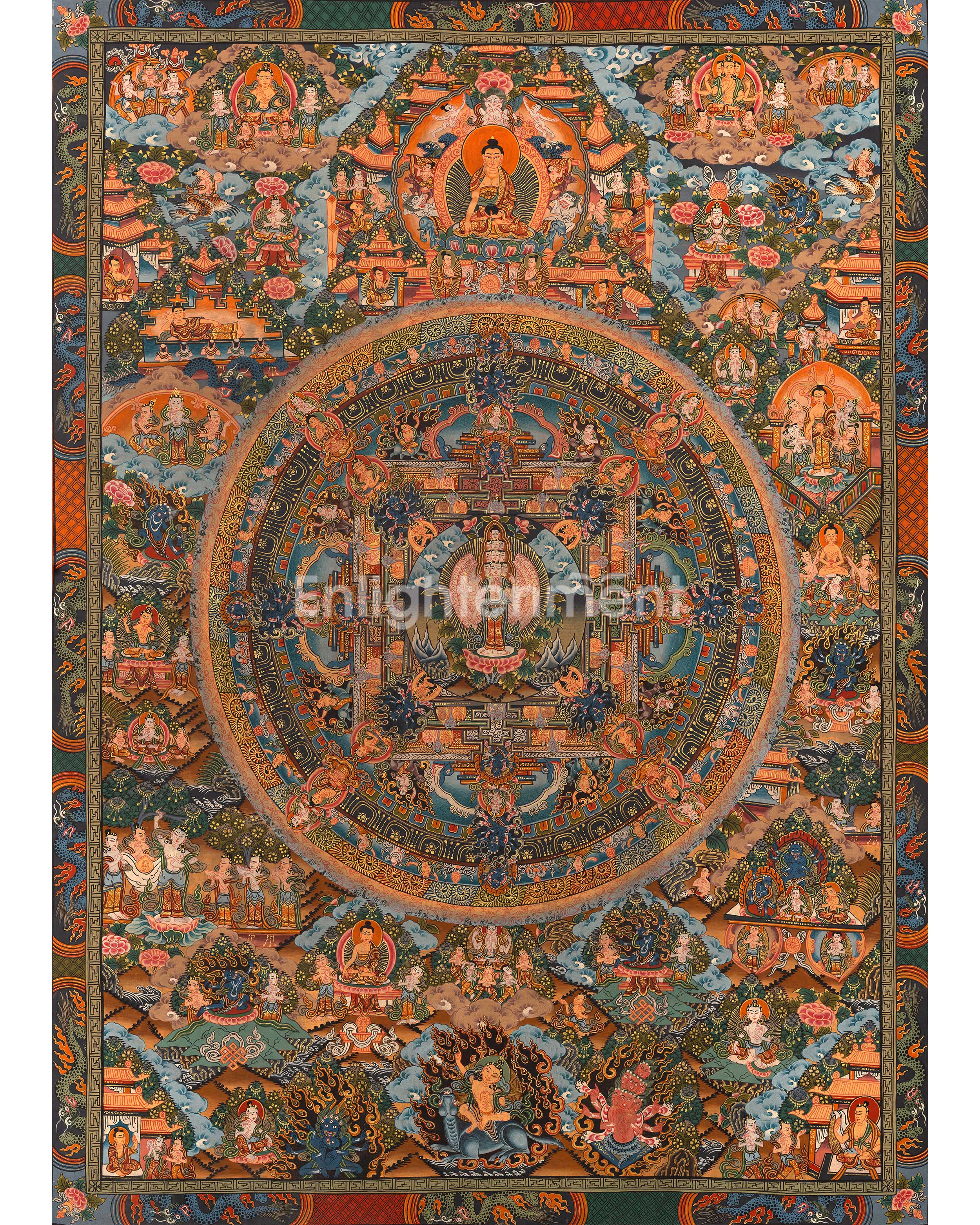 vintage 1000 armed chenrezig mandala