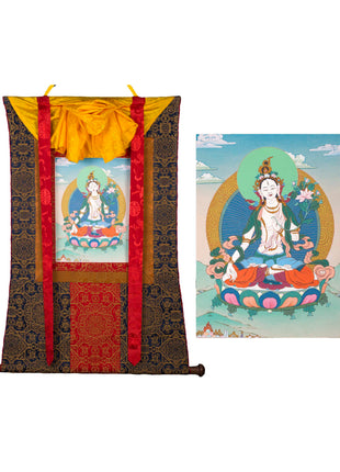 Mother White Tara | Brocade Thangka Art | Buddhist Deity