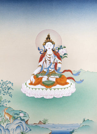 White Tara Thangka, Dolma, Tibetan Thangka Painting, Buddhist Art
