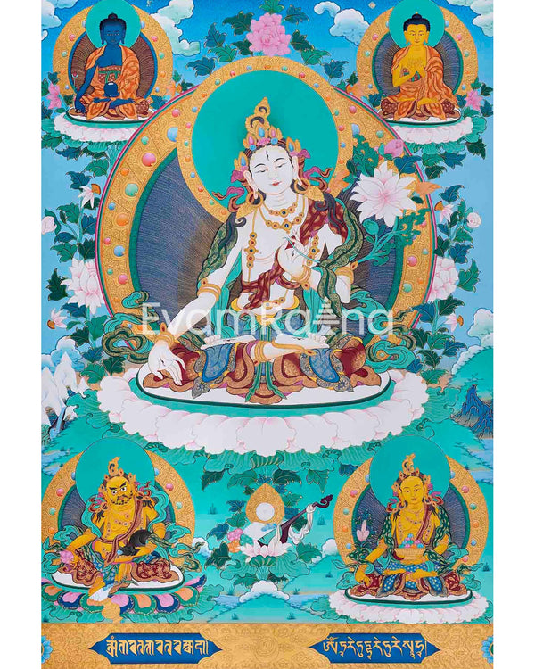 Beautifully Hand-Painted White Tara Thangka