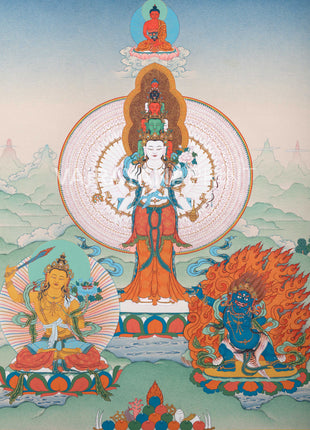 1000 armed chenrezig manjushri vajrapani amitabha
