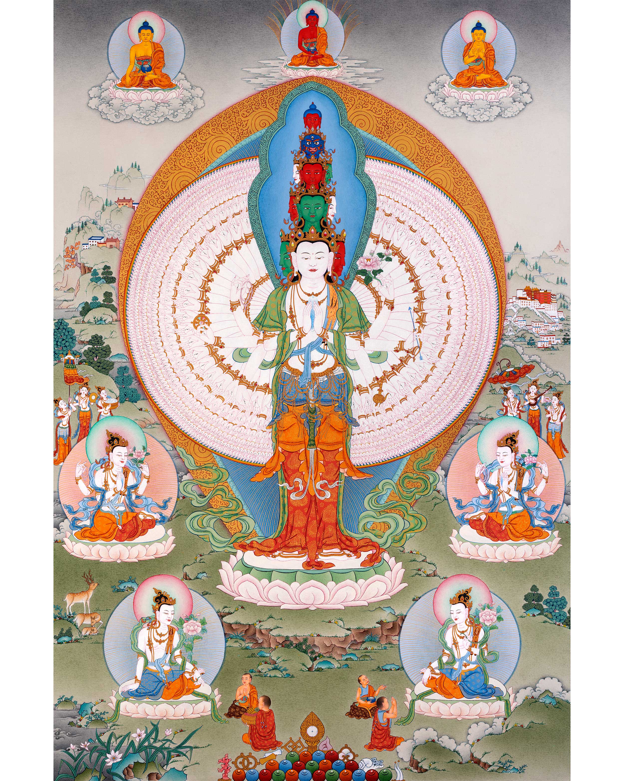 1000 Armed Chenrezig Avalokiteshvara Thangka | Tibetan Buddhist Art