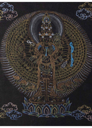 1000 Armed Avalokiteshvara Thangka | Buddhist Bodhisattva Handpaint | Wall Decor
