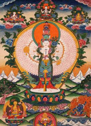 1000 Armed Avalokiteshvara Thangka | Traditional Tibetan Painting