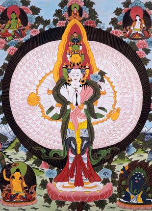 1000 Armed Avalokiteshvara | Traditional Tibetan Thangka | Wall Decors