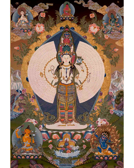1000 Armed Avalokiteshvara | Religious Buddhist Thangka | Wall Decors