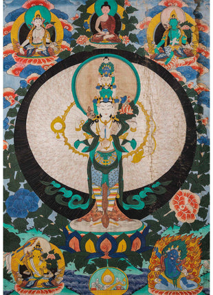 1000 Armed Avalokiteshvara | Old Antique Meditation Canvas Art