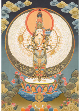 1000 Armed Bodhisattva Guanyin Chenrezig Thangka | Avalokiteshvara Thangka