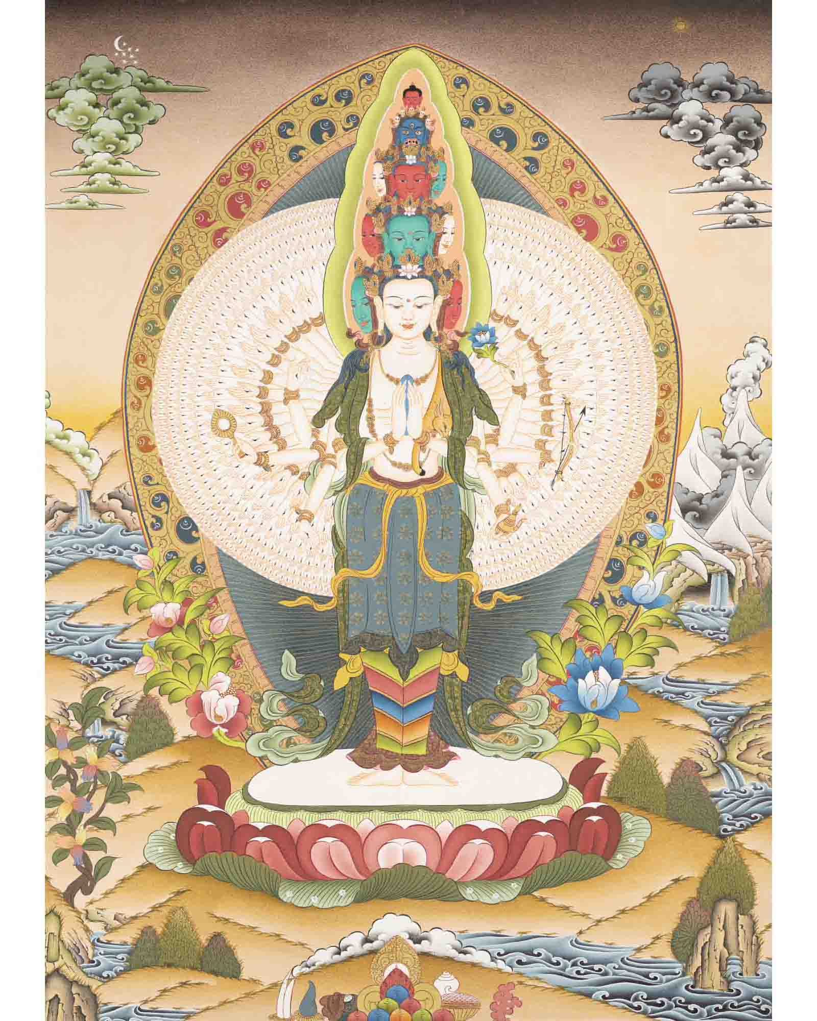 1000 Armed Bodhisattva Guanyin Chenrezig | Buddhist Thangka