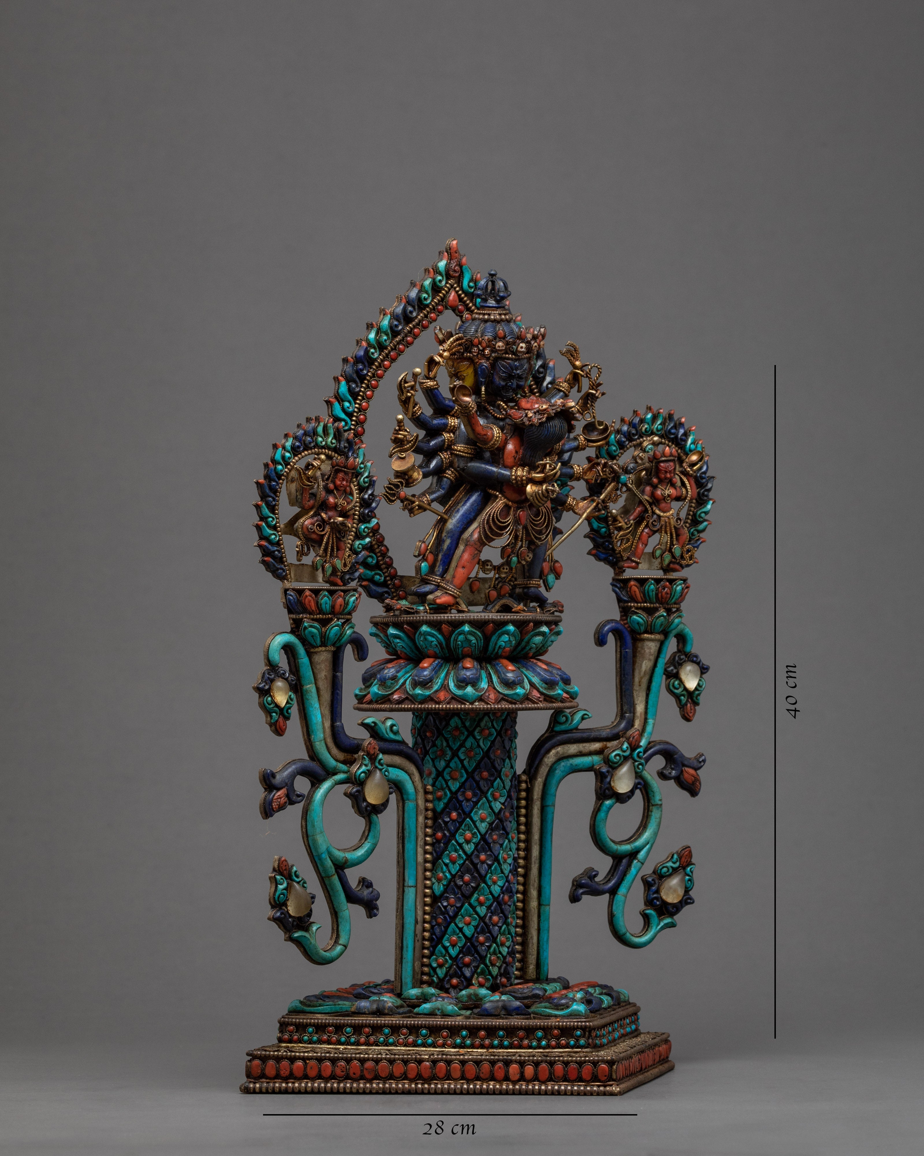 Chakrasamvara Statue Base | 3D Copper Statue Display Stand for Home Decor | Nepali Art
