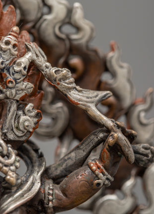 Black Six Armed Mahakala Statue | Traditional Buddhist Art