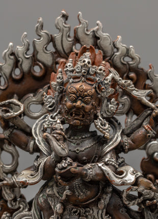 Black Six Armed Mahakala Statue | Traditional Buddhist Art