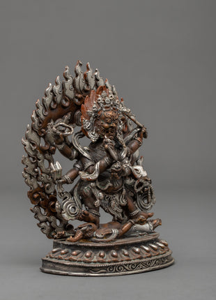 Black Six Armed Mahakala Statue | Traditional Buddhist Art