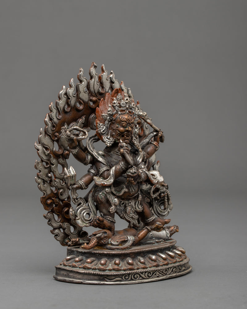 Black Six Armed Mahakala Statue | Traditional Buddhist Art