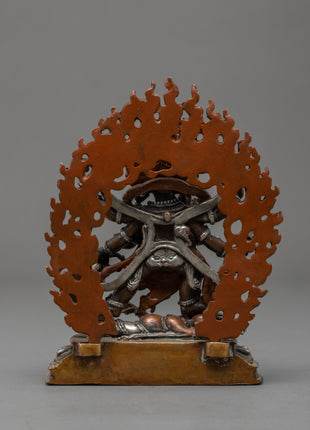 Black Six Armed Mahakala Statue | Traditional Buddhist Art
