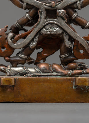Black Six Armed Mahakala Statue | Traditional Buddhist Art