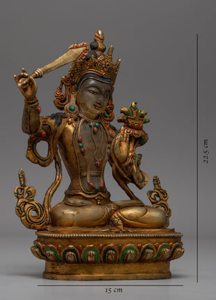 Crystal Manjushri Statue | Authentic Buddhist Statue | Vintage Decorative