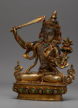 Crystal Manjushri Statue | Authentic Buddhist Statue | Vintage Decorative